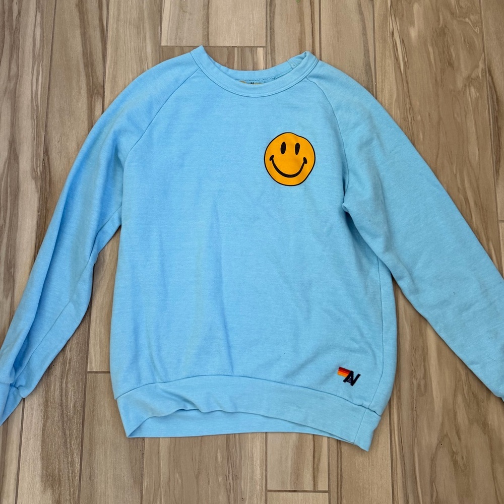 Aviator Nation Light Blue smiley sweatshirt